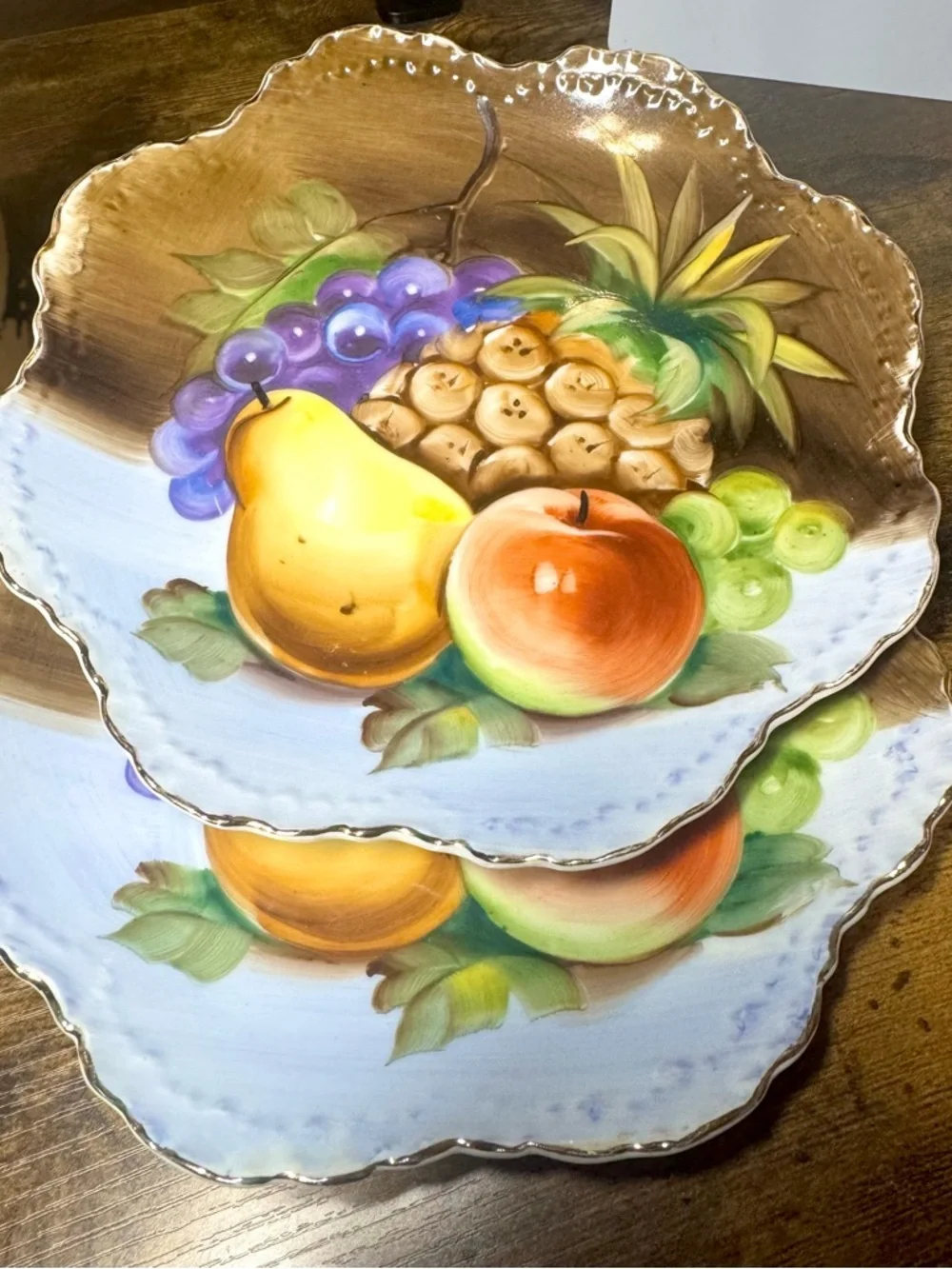 Lefton China Hand Painted Fruit 8pc China Set Japan with Gold Trim E2350